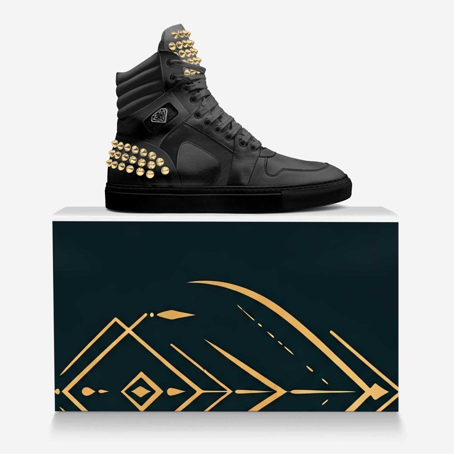 SPIKE FASHION HIGH TOP- OBSIDIAN & GOLD