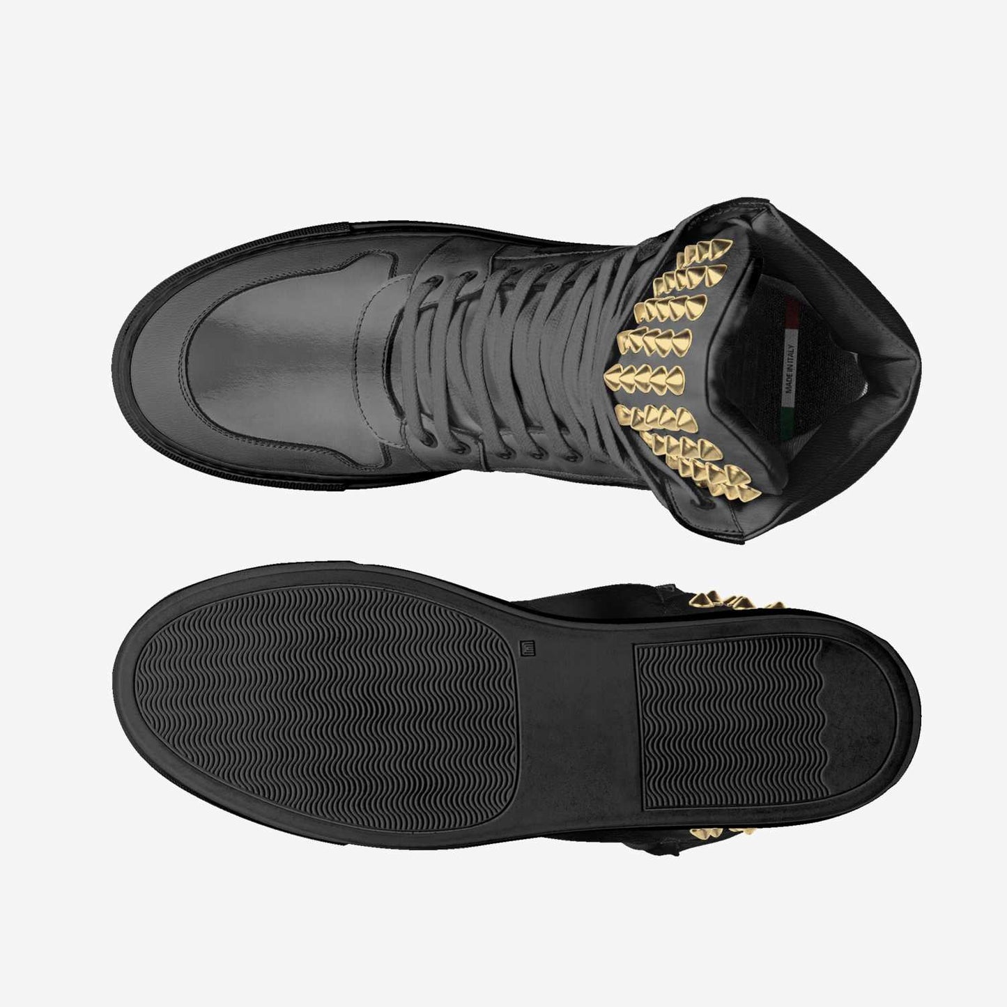 SPIKE FASHION HIGH TOP- OBSIDIAN & GOLD