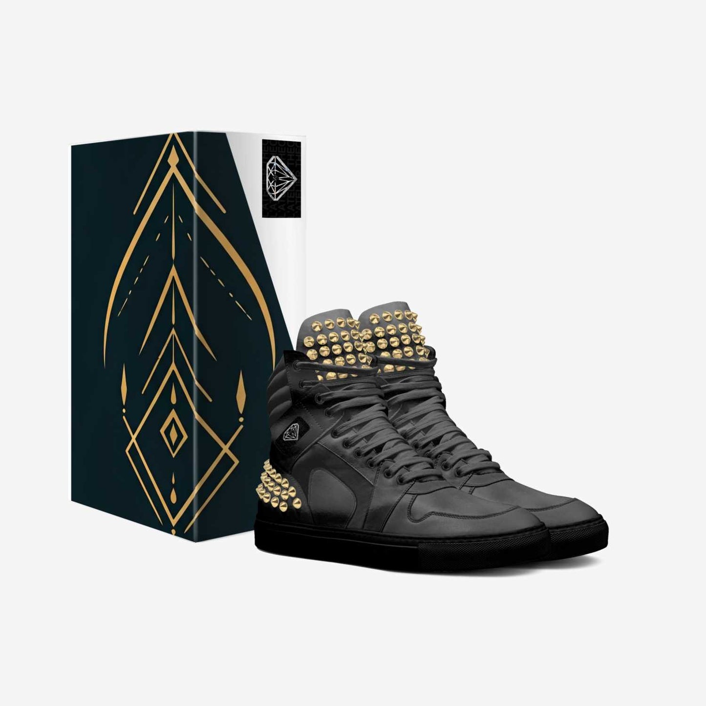 SPIKE FASHION HIGH TOP- OBSIDIAN & GOLD